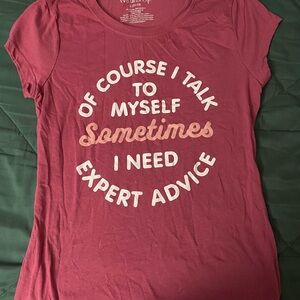 Wound Up Burgundy Graphic Tee with White and Light Pink Lettering